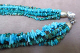 Native Navajo Turquoise Variety Five Strand Necklace w/ silver clasp JN0140