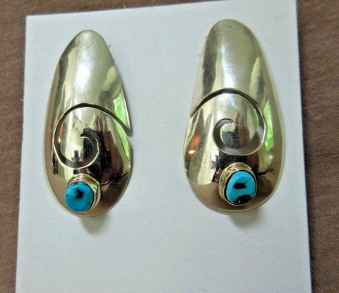 Native Navajo Sterling & Turquoise Post Earrings by Marlene Sandoval JE468