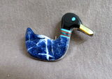 Zuni Multi-Stone & Sterling Inlay Duck Pin Pendant by Justin Natewa  JP268