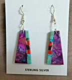 Santo Domingo Multi-stone Matrix Dangle Hook Earrings by Robert Crespin JE0550