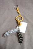 Navajo Handmade 1.6" Small Size Tan Leather Dream Catcher Keychain  M375