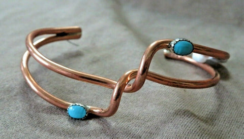 Native Navajo Copper and Turquoise Wave Bracelet by Yolanda Skeets JB245