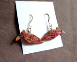 Native Zuni Spiny Oyster Cardinal Fetish Earrings by Darrin Boone  JE666 Unbranded