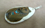 Zuni Howlite & Sterling Hand Painted Warrior Bear Pendant by Edward Lewis  JP241