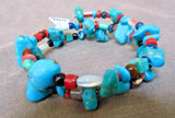 Santo Domingo Turquoise & Multi-Gemstone Wrap Wire Bracelet by H Tsosie JB181