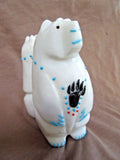 Native Zuni HUGE White Marble Standing Bear Duo by Mike LaWeka  - C2681
