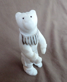 Native Zuni Museum Quality White Marble Warrior Bear by Herbert Him Sr. C4046
