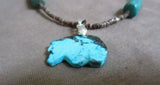 Native Zuni Turquoise Bear Fetish Heishi Necklace by B Natewa & K Quam  JN386 Two Ponies Trading