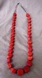 Navajo Apple Coral & heishi  Necklace with silver clasp by Dinah Bekeyah JN0053