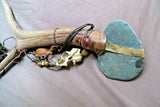 Native American Navajo Made Stone Tomahawk w/ Antler handle By Leonard Jim WE09