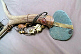 Native American Navajo Made Stone Tomahawk w/ Antler handle By Leonard Jim WE09