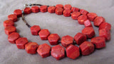 Navajo Apple Coral & heishi  Necklace with silver clasp by Dinah Bekeyah JN0053