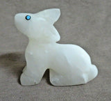Native Zuni White Quartz Rabbit Carving Fetish by Justin Natewa C3916