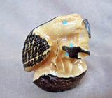 Native Zuni AMAZING Tagua Nut Eagle w/ Rabbit Fetish by Chris Peina - C2731