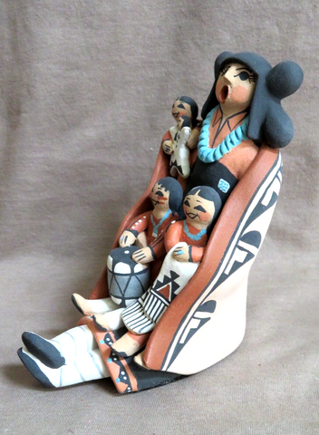 Native American Hand Coiled Jemez Pottery Storyteller by C Lucero Gachupin PO256