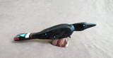 Native Zuni Jet W Inlay Raven & Baby Fetish Carving by Steve Natachu - C4119