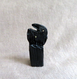 Native Zuni MINI Jet Raven on Rock Fetish Carving by Rochelle Quam  C4273