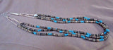 Santo Domingo turquoise & hand cut abalone heishi Necklace by J Peters JN0142