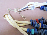 Santo Domingo Four Strand Lapis w/ Inlay Necklace by Delbert Crespin JN0217