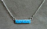 Native Zuni Sterling & Turquoise Inlay NECKLACE by Orlinda NATEWA  JN406