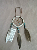 Native Navajo Handmade 2" Small Size Leather Dream Catcher by D Edsitty  M286