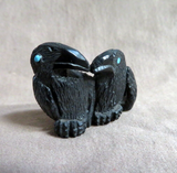 Native American Zuni Jet Double Ravens Fetish Carving by Rochelle Quam  C4160