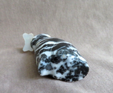 Zuni Zebra Stone Dog w Treat Fetish Carving  by Leland Boone & Daphne Quam C4280