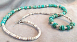 Navajo Green turquoise & hand cut heishi Necklace with silver clasp JN0008