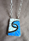 Zuni Opal & Sterling Hummingbird Pendant Necklace by Amy Quandelacy Wesley JN492