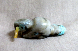 Native Zuni Turquoise Beaver w Fish Fetish Carving by Justin Red Elk C4258