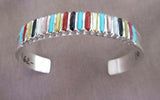 Zuni Sterling Silver & Mult-Stone Petit Point Cuff Bracelet by LS JB0038