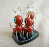Native Zuni Pipestone Three Ant Family Fetish by Danny Booqua - C3164