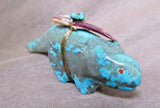 Native Zuni Turquoise Mt. Lion w/ Bundle Fetish by Leland & Daphne Boone C2592