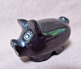 Native Zuni Black Marble Pig Fetish by Rosella Gonzales - C1716