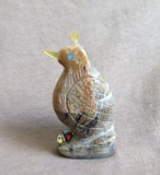 Zuni Picasso Marble Quail w/ Sunface Fetish Carving by Darrin Boone  C4344 Two Ponies Trading