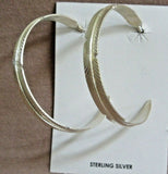 Native Navajo Sterling Large Feather Hoop Post Earrings by Chris Charley JE509