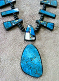 Santo Domingo XL Inlay Multi-Stone Pendant & Jet Necklace by Chris Nieto JN446