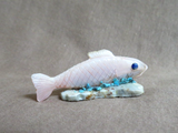 Native Zuni Shell Detailed Fish Fetish Carving by Eric Lonjose C4410