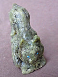 Zuni Amazing Serpentine Bobcat on Rock Fetish by Wilfred Cheama C1224