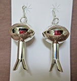 Navajo Large Sterling Silver Squash Blossom Hook Earrings by Monica Smith JE0407