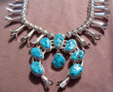 Navajo Sterling Silver Squash Blossom Necklace & Earrings by H Moriano JS0004