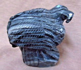 Native Zuni Stunning Dark Zebra Marble Eagle on Rock by Derrick Kaamasee C1587