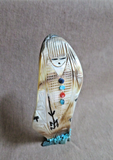 Native Zuni Mother of Pearl Large 2 Sided Maiden Fetish by Gloria Chattin C4395