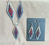 Zuni Inlay Fire Red Opal & Sterling Necklace & Earrings by Marvin Luarkie JN410