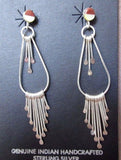 Zuni Jasper & Mother of Pearl w/ Sterling Silver Post Dangles Earrings - JE0054