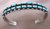 Navajo 925 Silver & Turquoise Double Row Small Cuff Bracelet JB0021