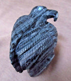 Native Zuni Stunning Dark Zebra Marble Eagle on Rock by Derrick Kaamasee C1587