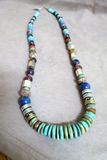 Navajo Sterling Silver & Turquoise 27" Necklace by Tommy & Rosita Singer JN461