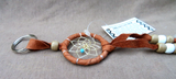 Navajo Handmade Small Size Brown Leather Dream Catcher Keychain  M383