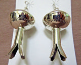 Navajo Large Sterling Silver Squash Blossom Hook Earrings by Monica Smith JE0407